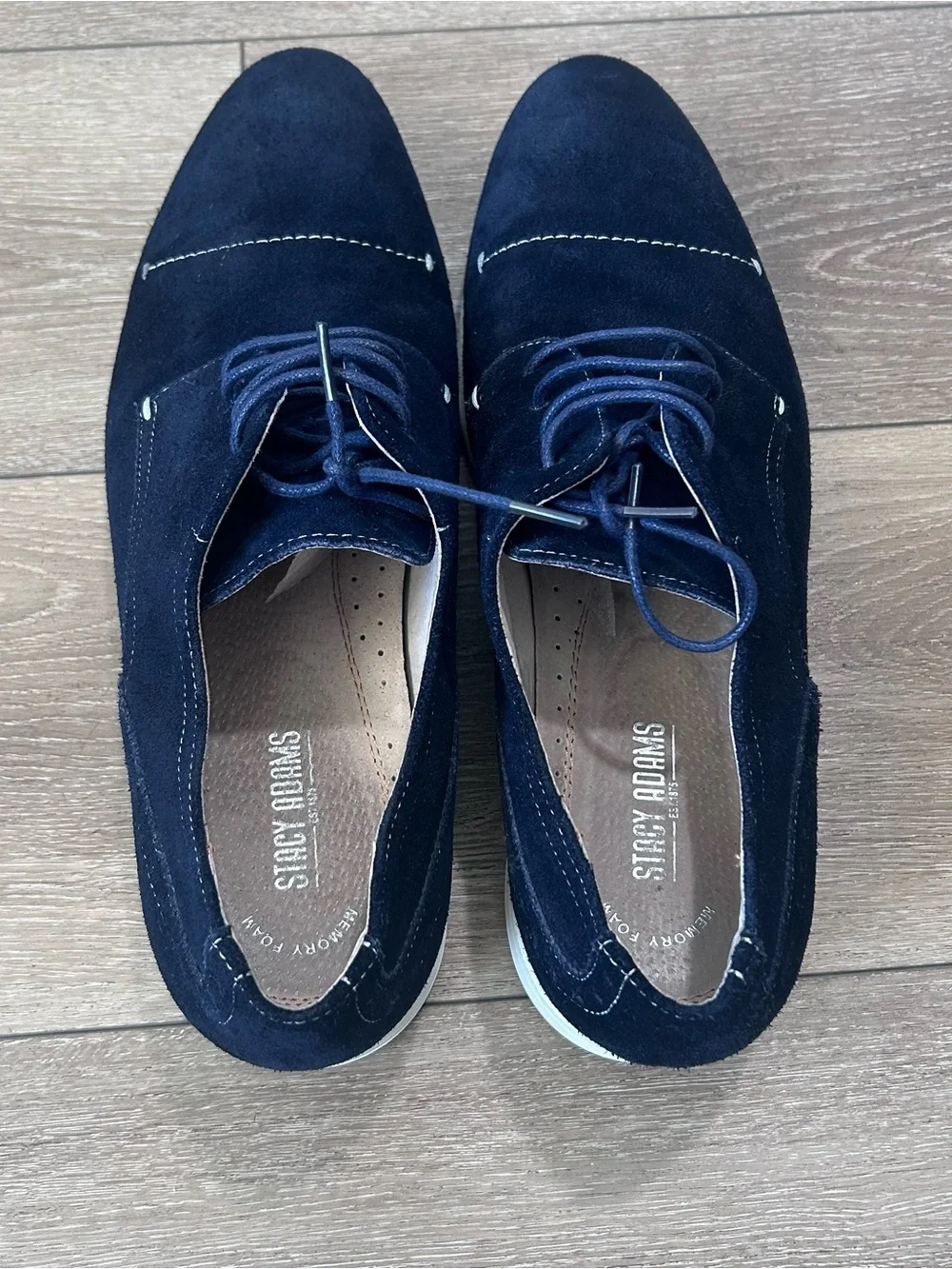 Stacy Adams Bale Cap Toe Suede Oxford Navy Blue Shoes Size 12